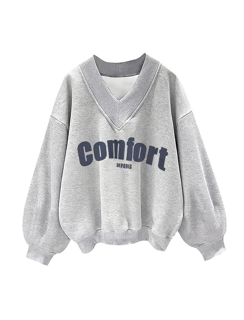 V-Neck Comfort Print Pullover