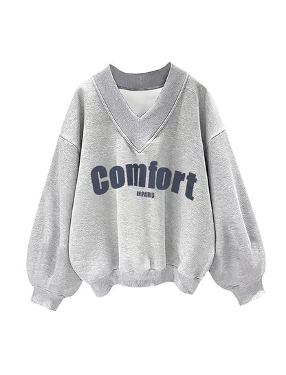 V-Neck Comfort Print Pullover