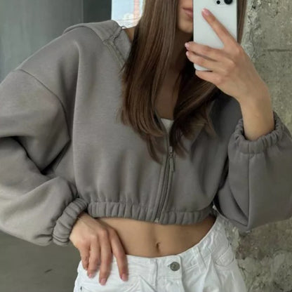 Long Sleeve Crop Zip Hoodie