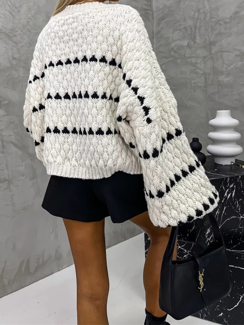 Flare-Sleeve Chunky Knit Sweater