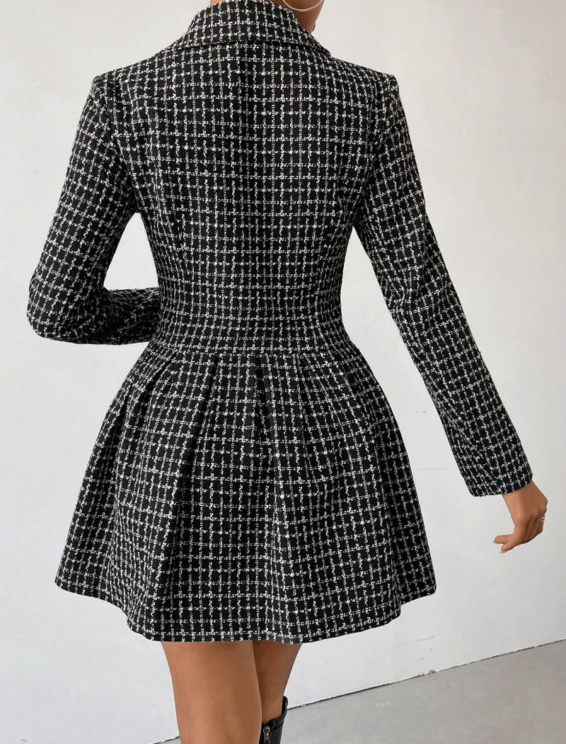 Plaid Double-Breasted Mini Dress