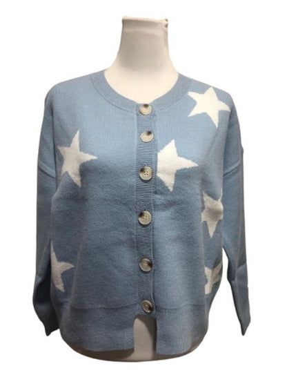 Knit Cardigan with Star Button-Front Top