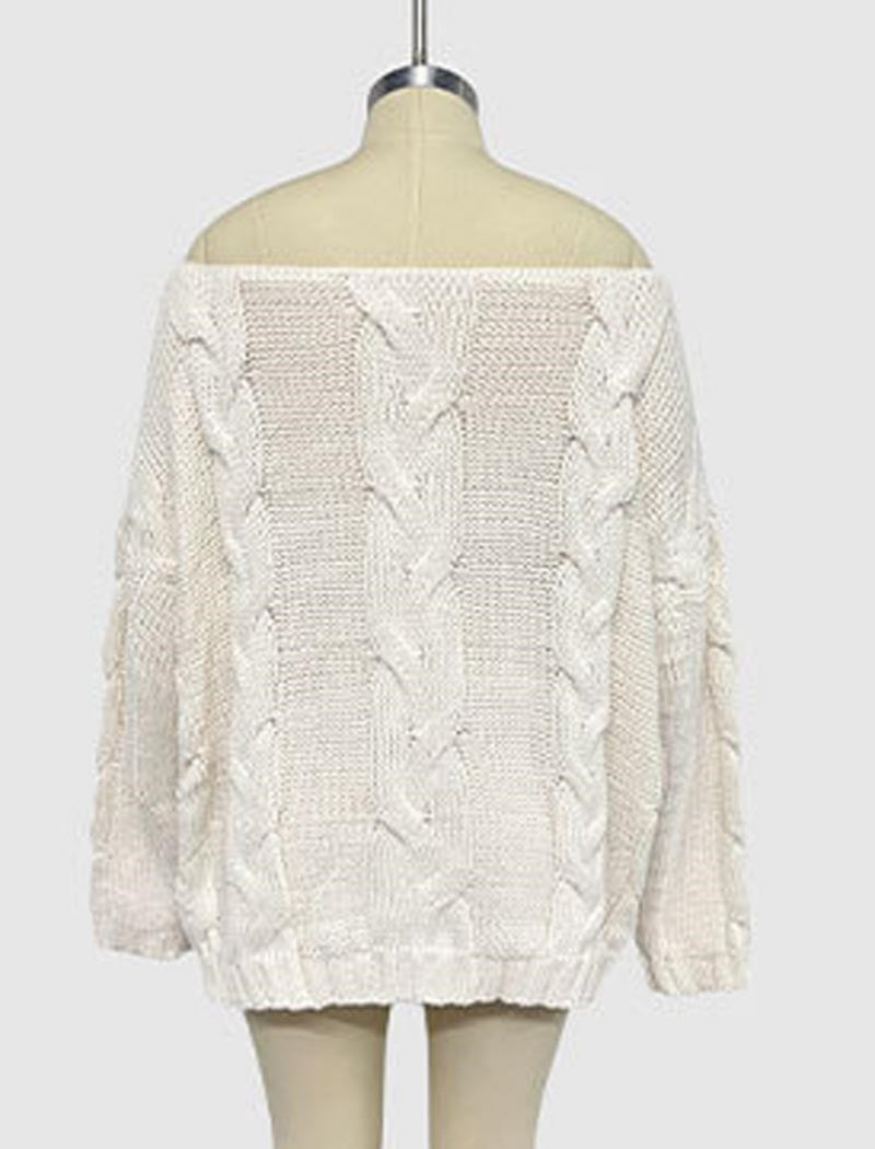 Off-Shoulder Knit Oversized Sweater