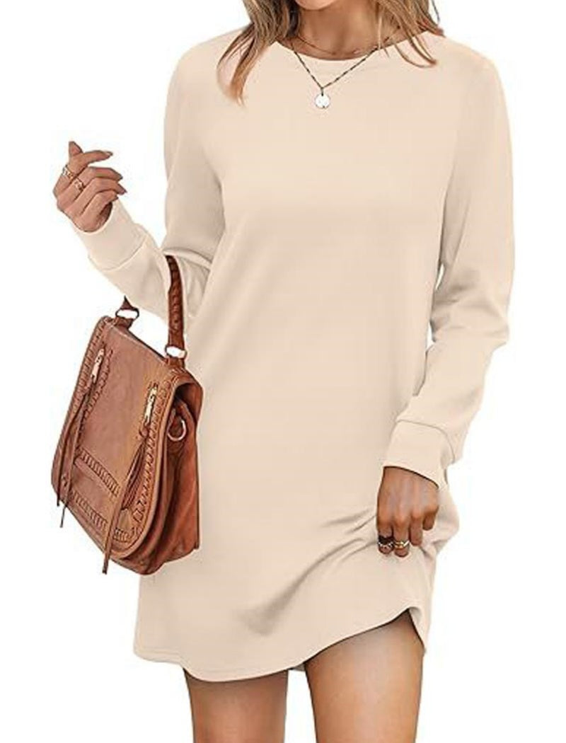 Long Sleeve Mini Dress with Crew Neck