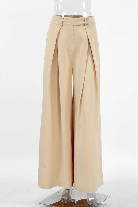 Wide-Leg Pleated Pants