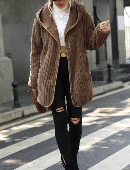 Ribbed Knit Open-Front Cardigan