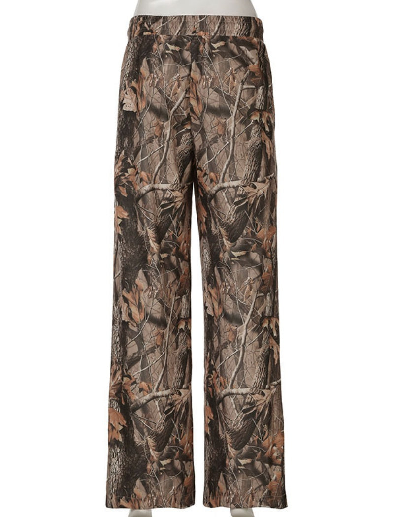 High-Waisted Camo Drawstring Pants