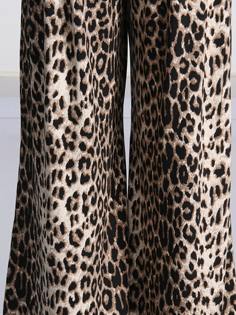 Leopard Print Wide-Leg Pants