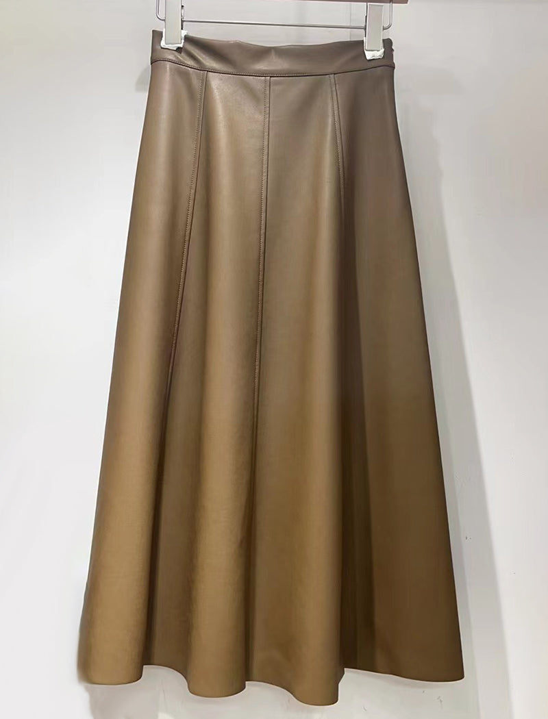 High-Waisted Pleated A-Line Skirt