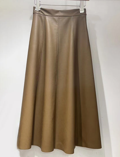 High-Waisted Pleated A-Line Skirt