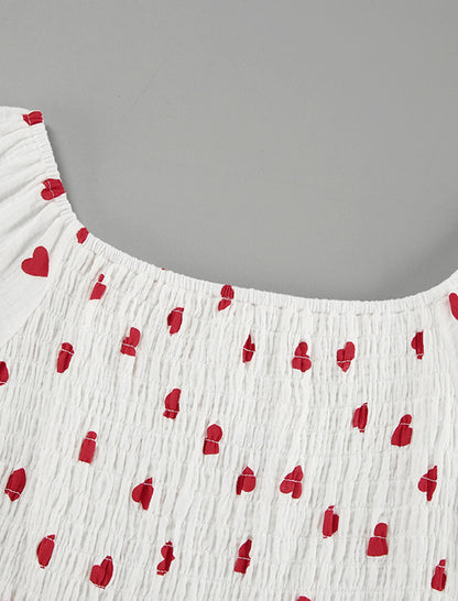 Heart Print Slit Long Sleeve Nightgown