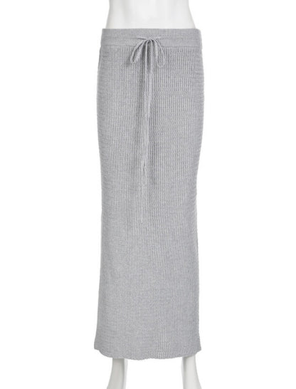 High-Rise Ribbed Maxi Skirt