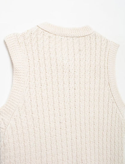 Buttoned Sleeveless Knit Vest