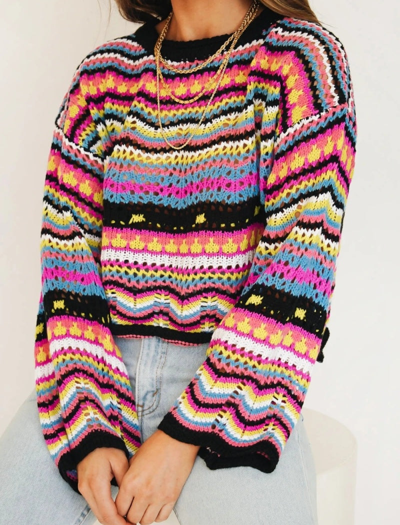 Vibrant Multicolor Striped Sweater