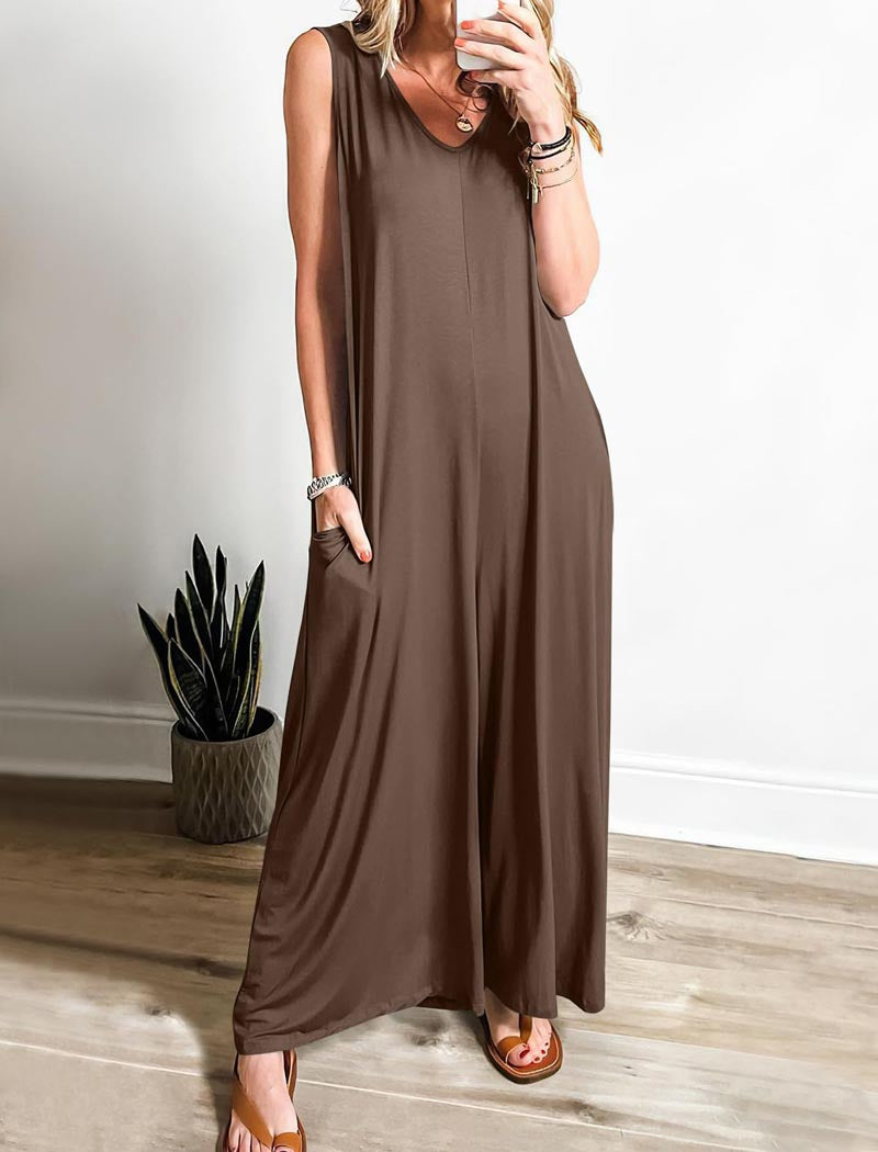 Sleeveless V-Neck Jumpsuit
