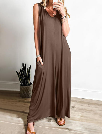 Sleeveless V-Neck Jumpsuit