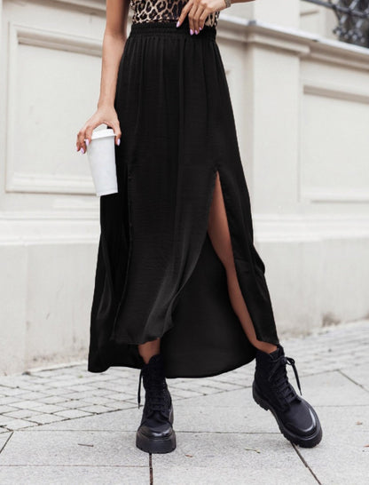 High-Slit Maxi Skirt with Flowy Design