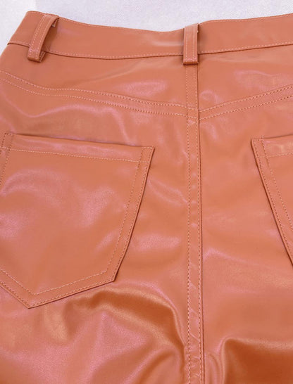 High-Rise Faux Leather Pants