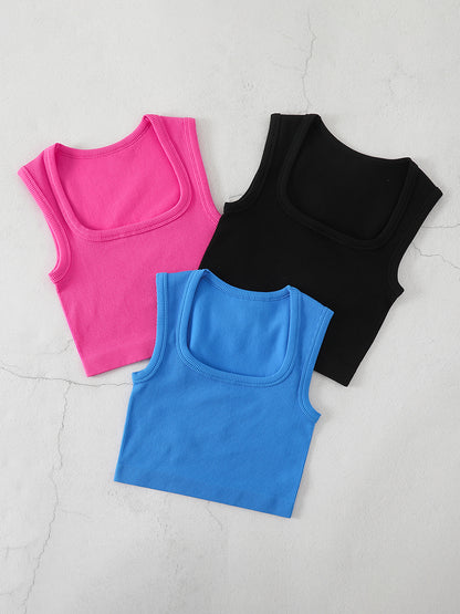 Ribbed Square-Neck Crop Top