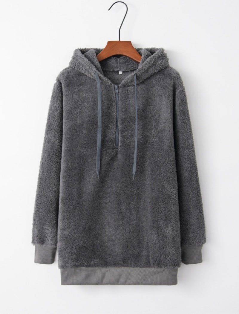 Cozy Half-Zip Hoodie with Drawstring