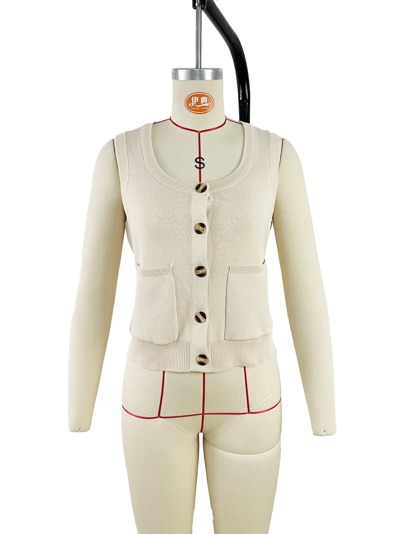 Buttoned Sleeveless Knit Vest