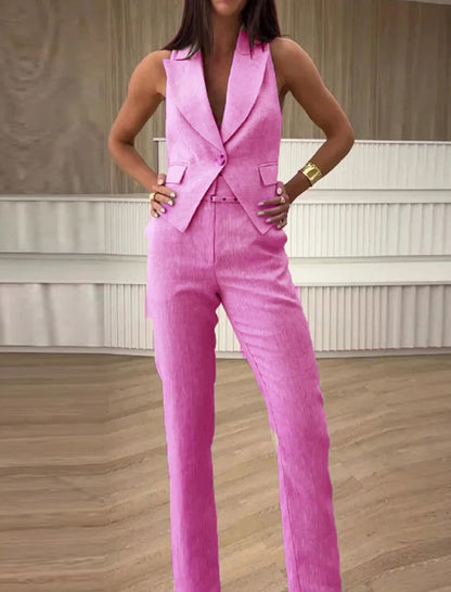 Tailored Sleeveless Blazer and Pants Set