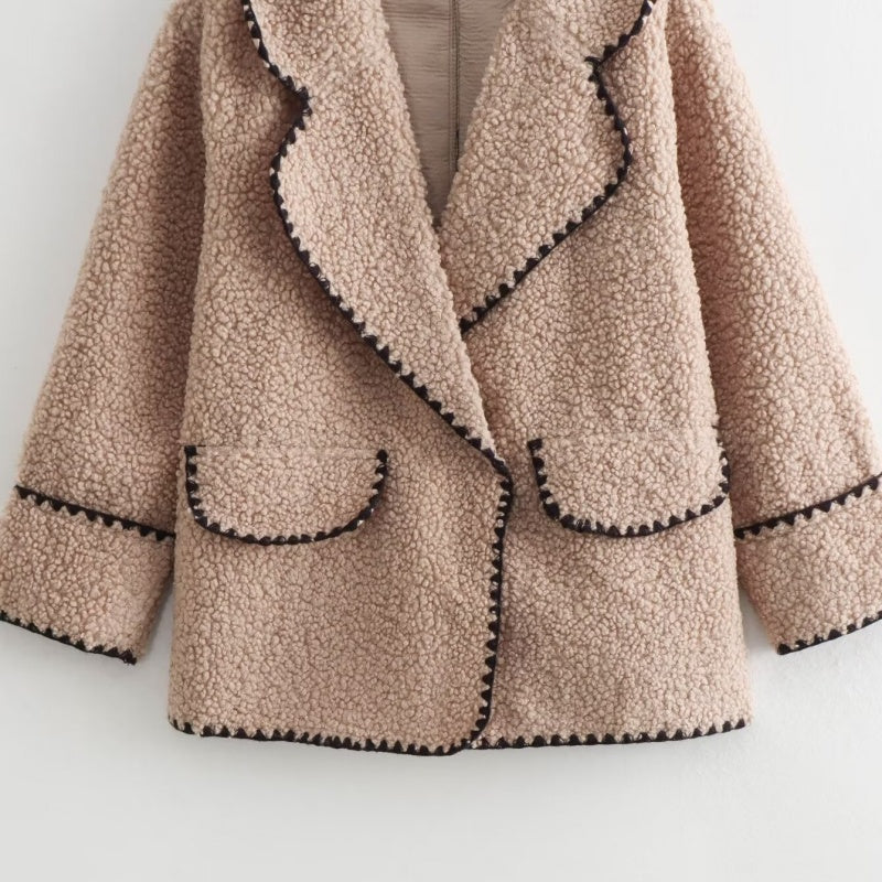 Textured Fleece Open Jacket