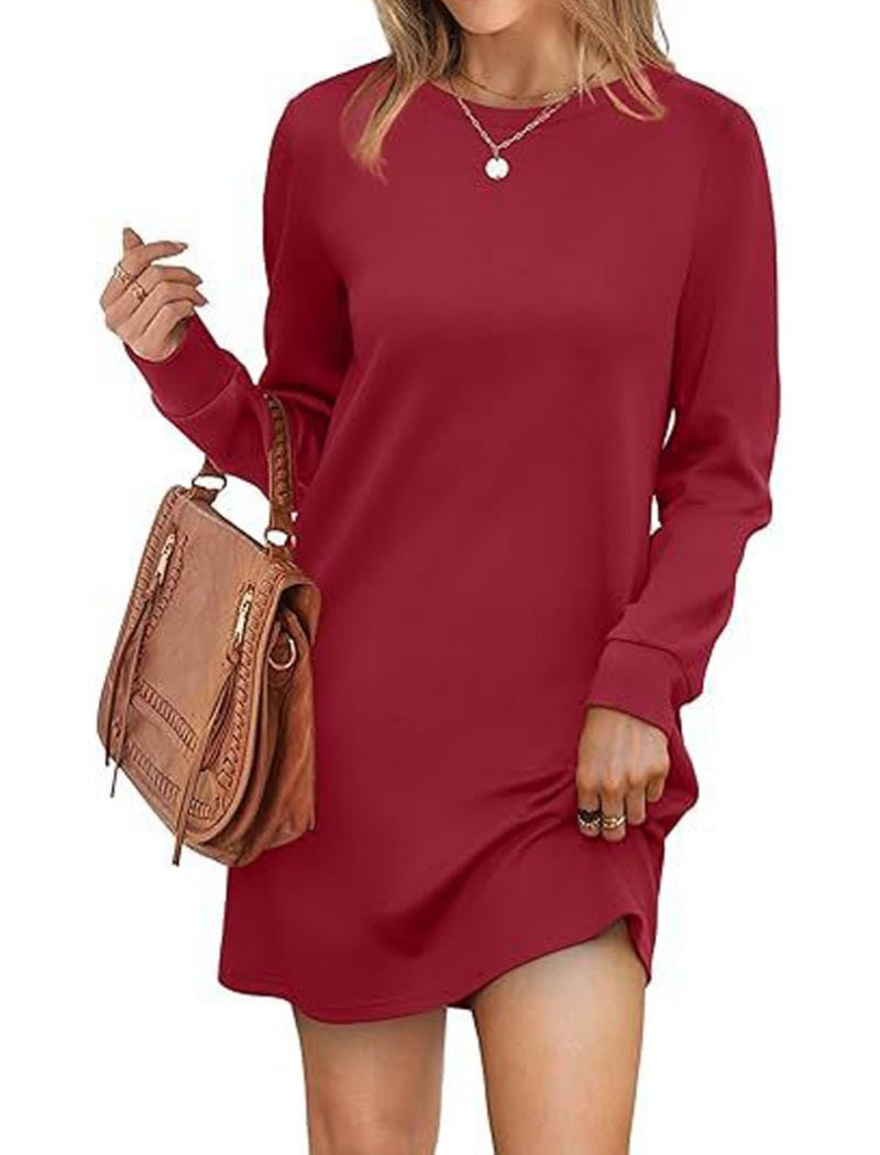 Long Sleeve Mini Dress with Crew Neck