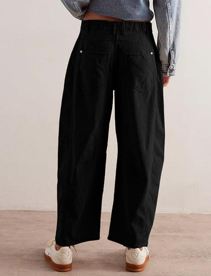 Wide-Leg Cropped Corduroy Pants