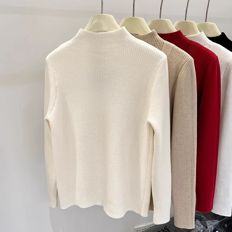 Fleece-Lined Mock Neck Cutout Sweater
