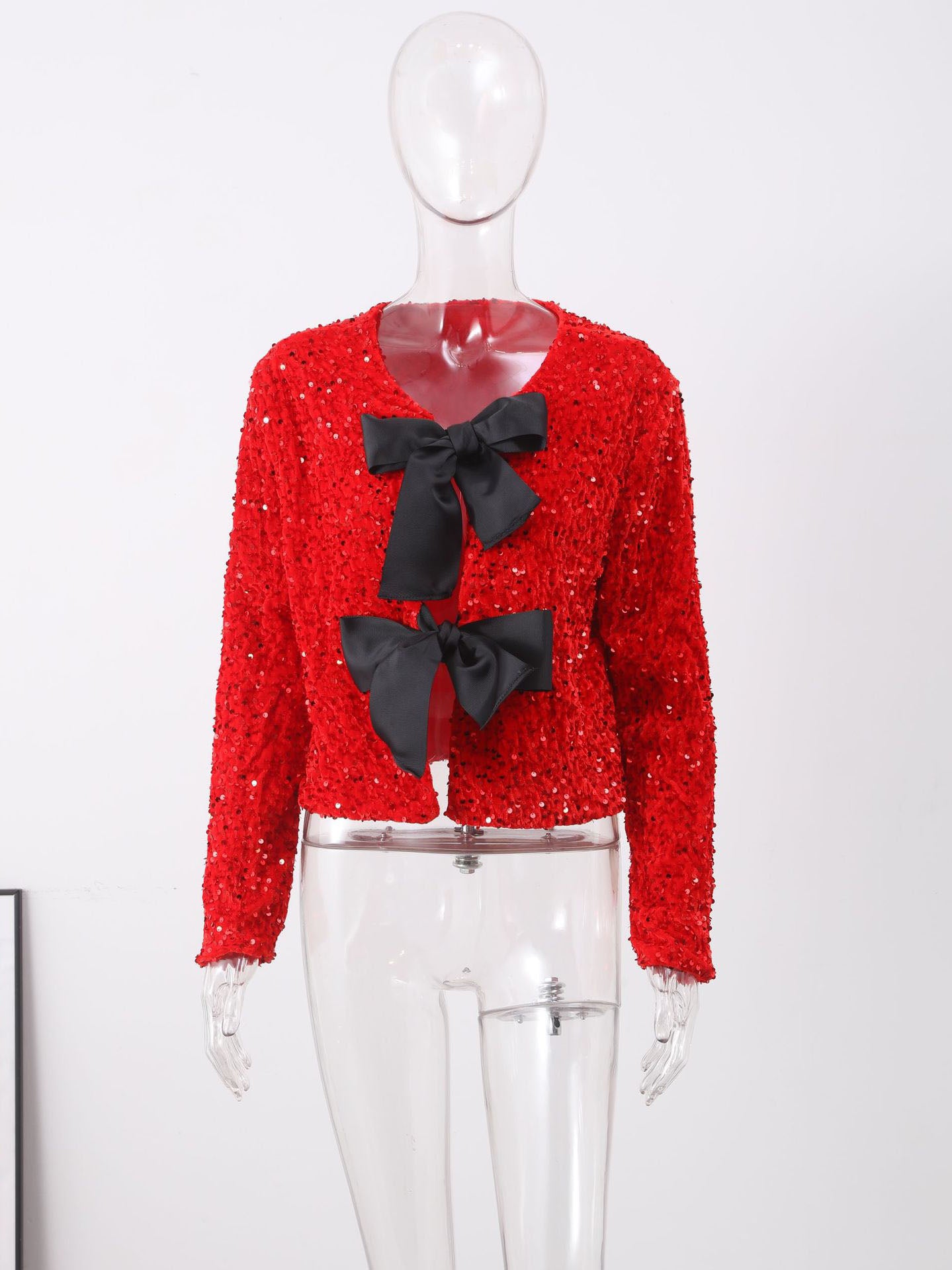 Sequin Bow Cropped Top