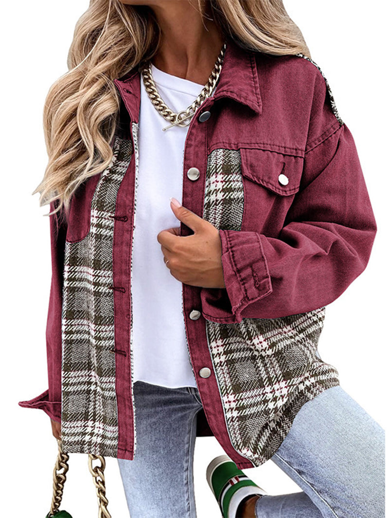 Denim Plaid Patchwork Jacket