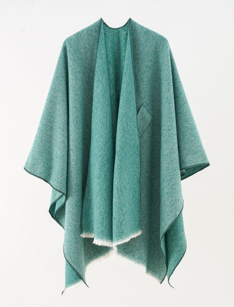 Two-Tone Oversized Shawl with Contrast Trim