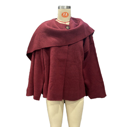 Asymmetrical Cape Short Knitted Coat