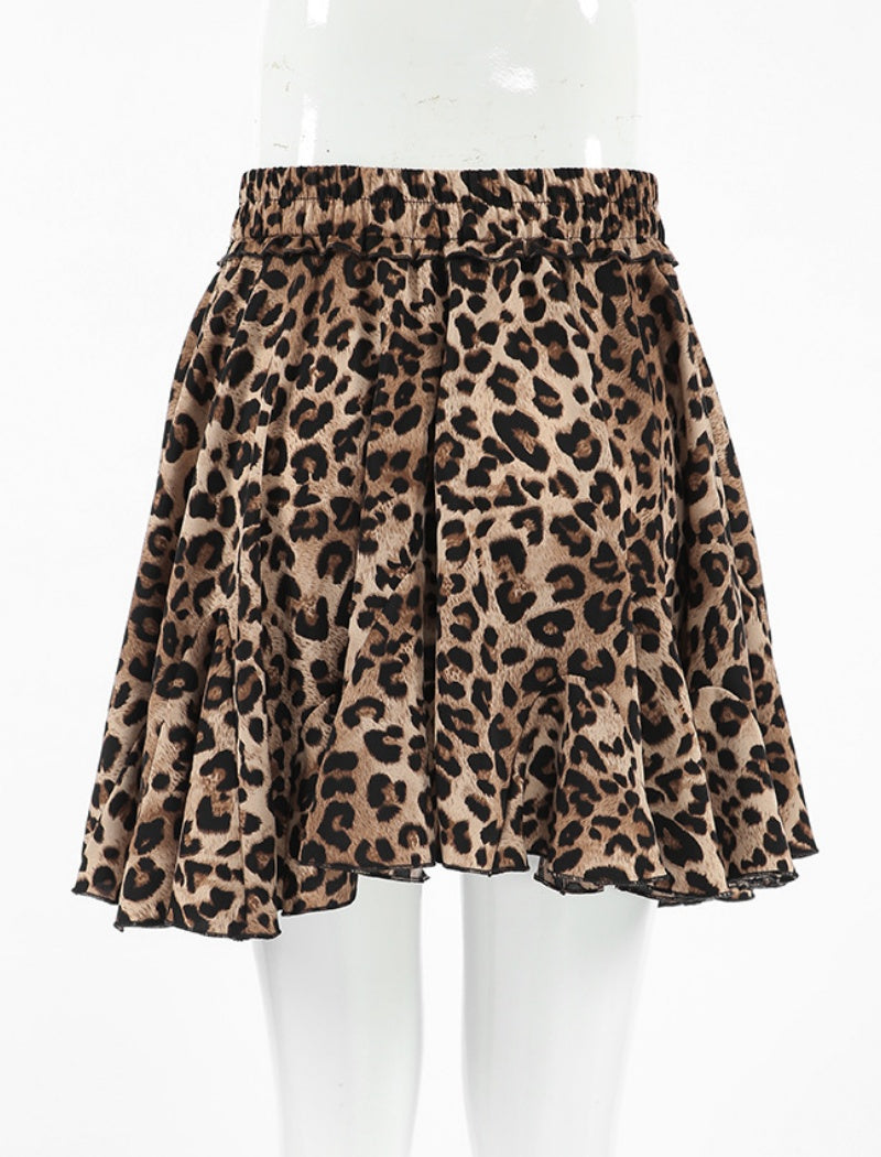 Leopard Print A-Line Mini Skirt