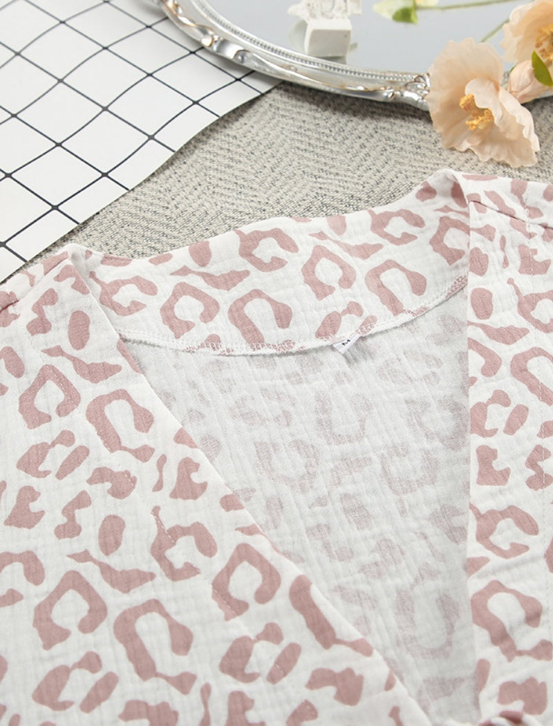 Leopard Print Tie-Front Lounge Set