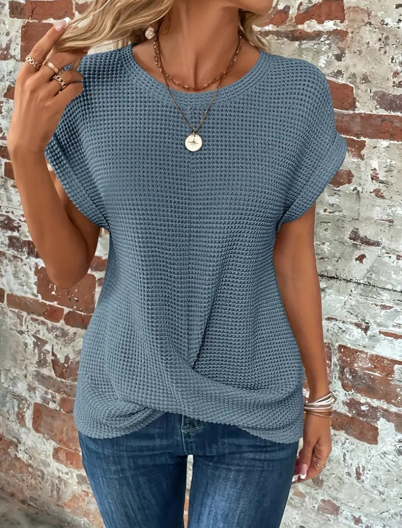 Short-Sleeve Knit Casual Top