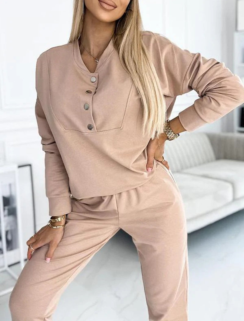 Casual Buttoned Lounge Set