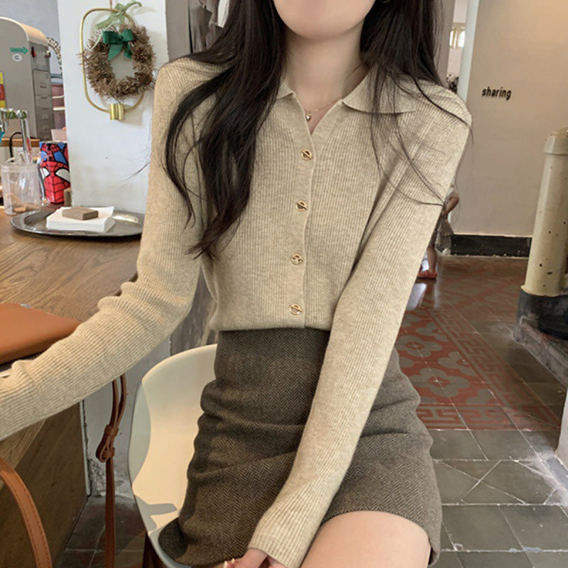 Button-Up Ribbed Cardigan