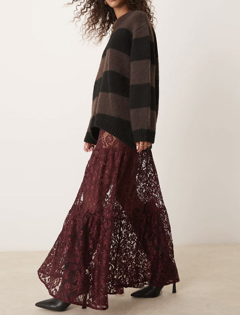 Sheer Lace Maxi Skirt