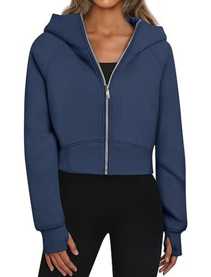 Cropped Zip-Up Hoodie Jacket