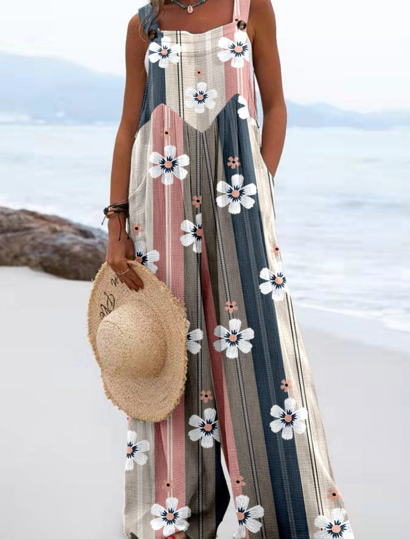 Floral Print Wide-Leg Jumpsuit