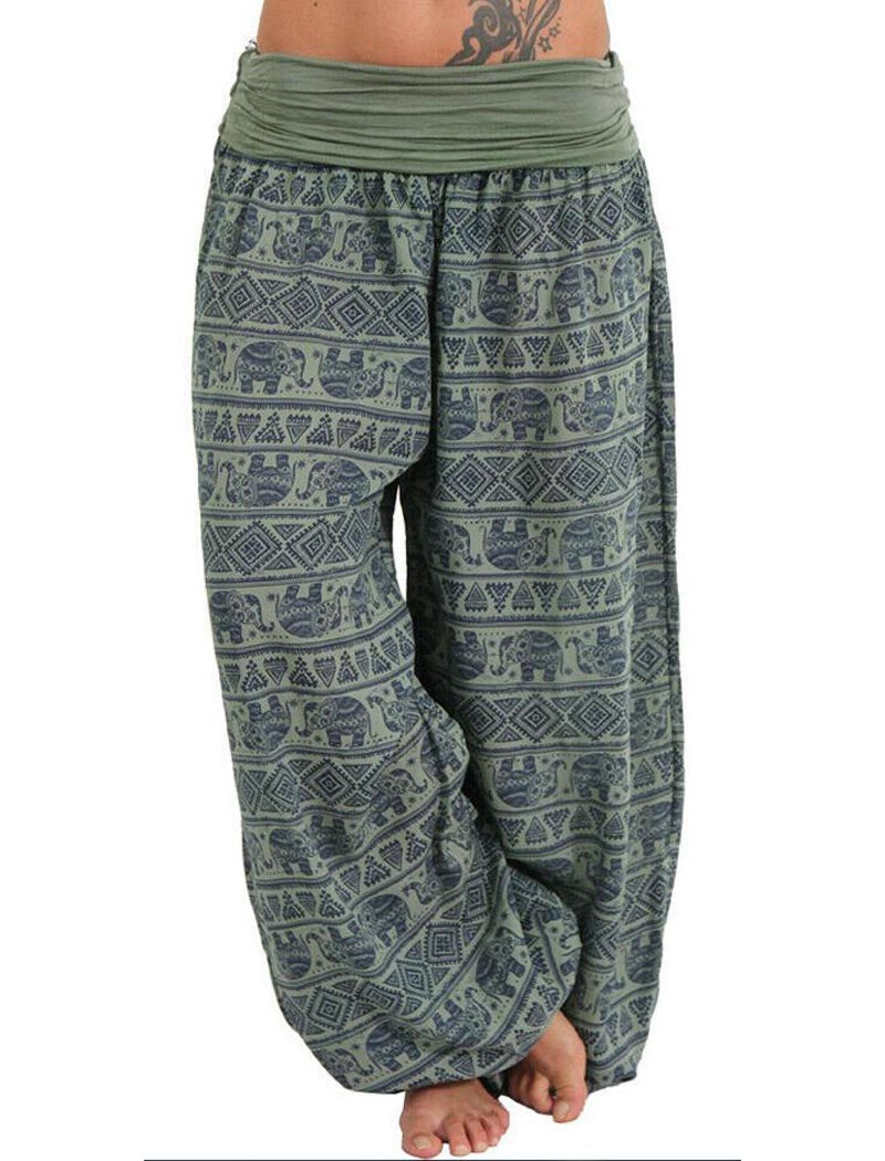 Boho Elephant Print Harem Pants