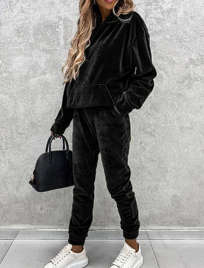 Velour Hoodie and Jogger Lounge Set