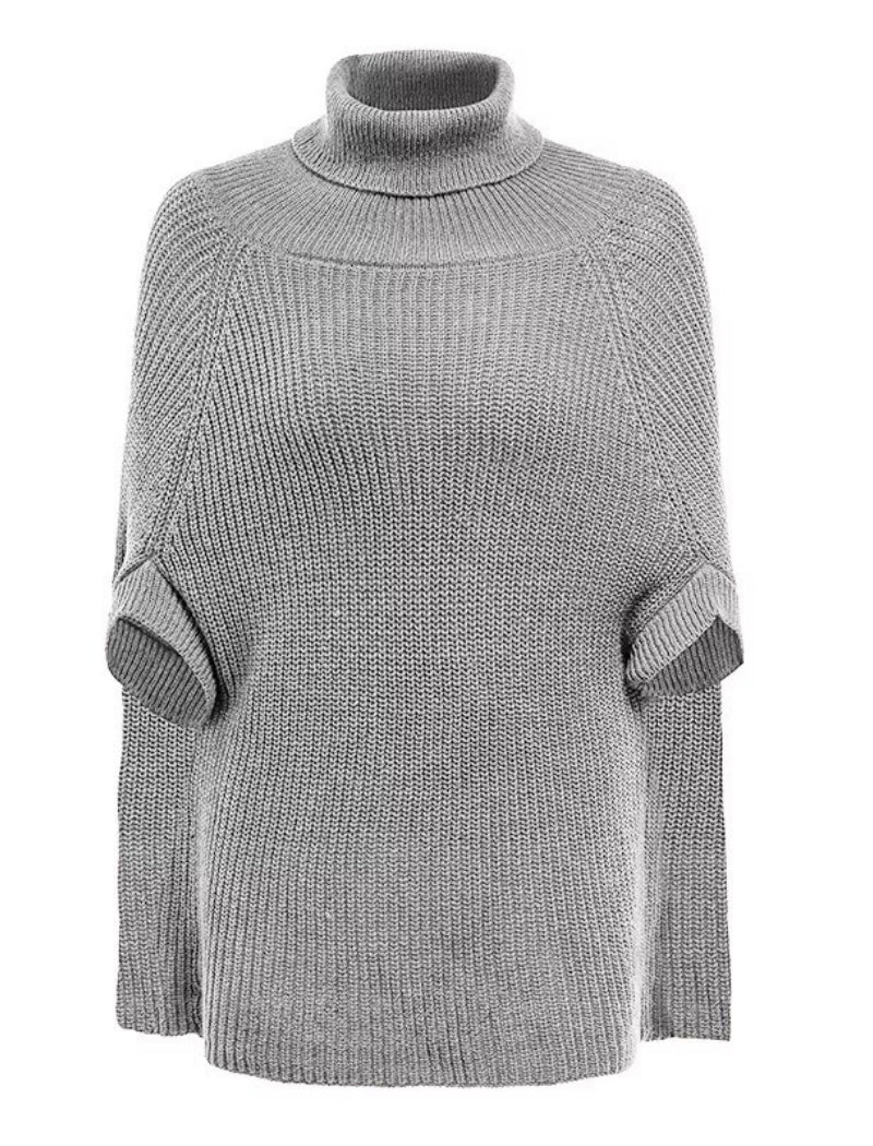 High Neck Knit Cape Sweater