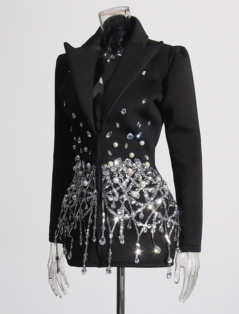 Embellished Faux Pearl Blazer