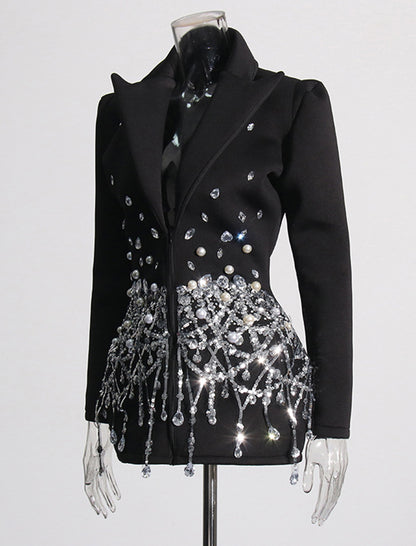 Embellished Faux Pearl Blazer