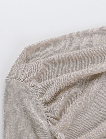 Ruched Off-Shoulder Long Sleeve Top