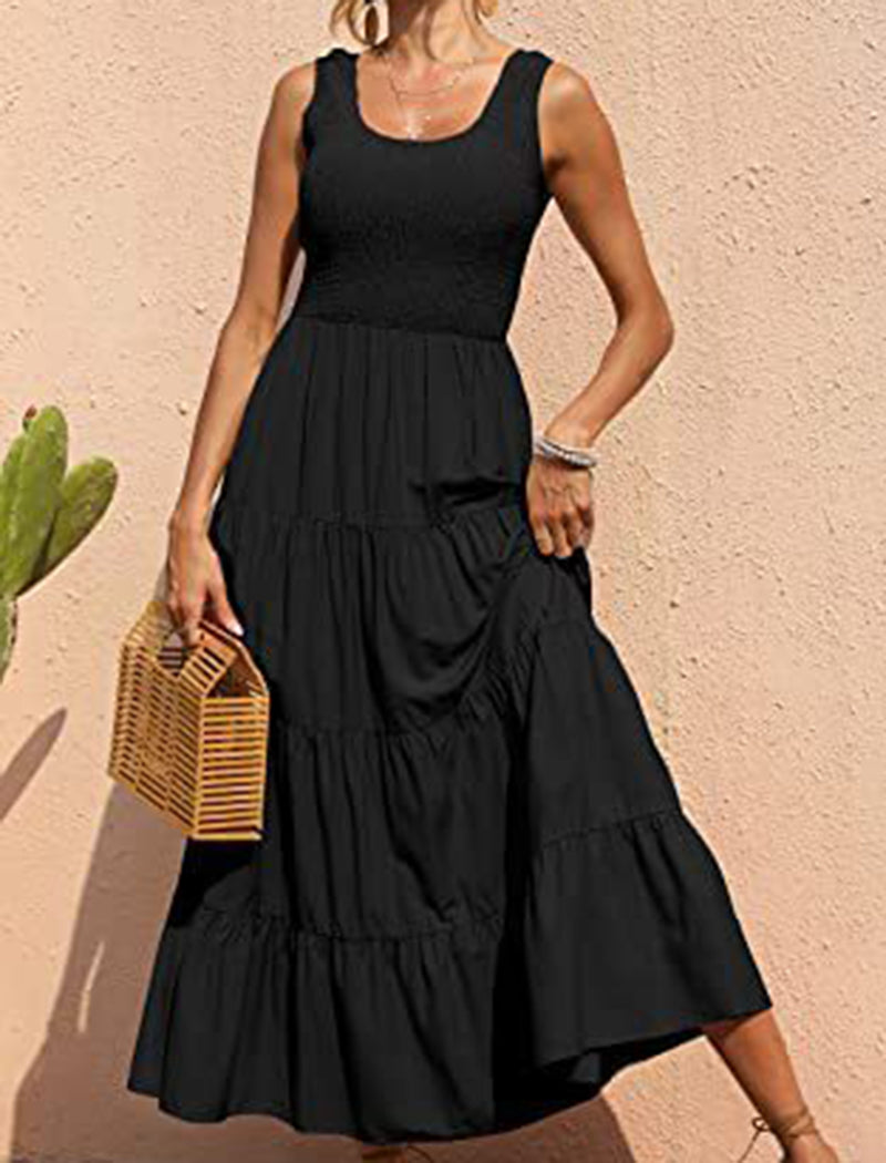 Sleeveless Crochet Tiered Maxi Dress