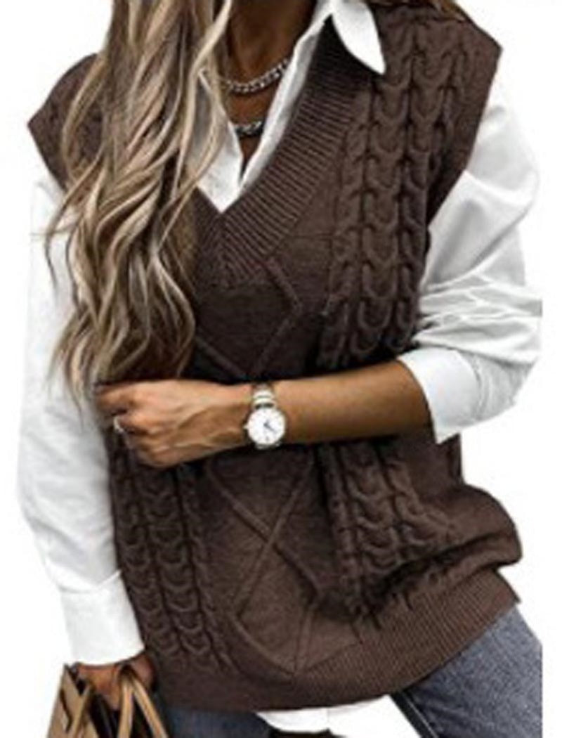 Chunky Knit V-Neck Sweater Vest